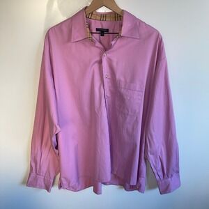 Burberry London Mens Pink Classic Fit Long Sleeve Button Up Shirt XL Made in USA